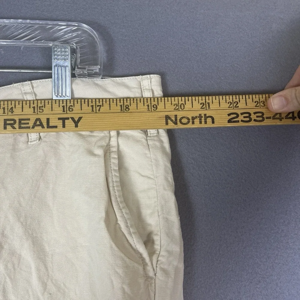 Faherty Shorts Mens Size 38 Beige Khaki Linen Blend Casual Chino Lightweight 9
